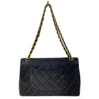 Chanel Shoulder Bag Double Flap Quilted Black Chain Gold Lambskin — view 3
