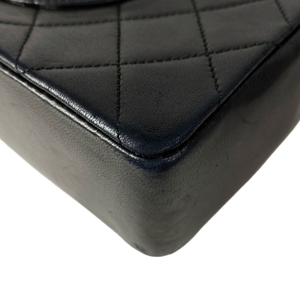 Chanel Shoulder Bag Double Flap Quilted Black Chain Gold Lambskin — view 8