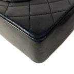 Chanel Shoulder Bag Double Flap Quilted Black Chain Gold Lambskin — view 8