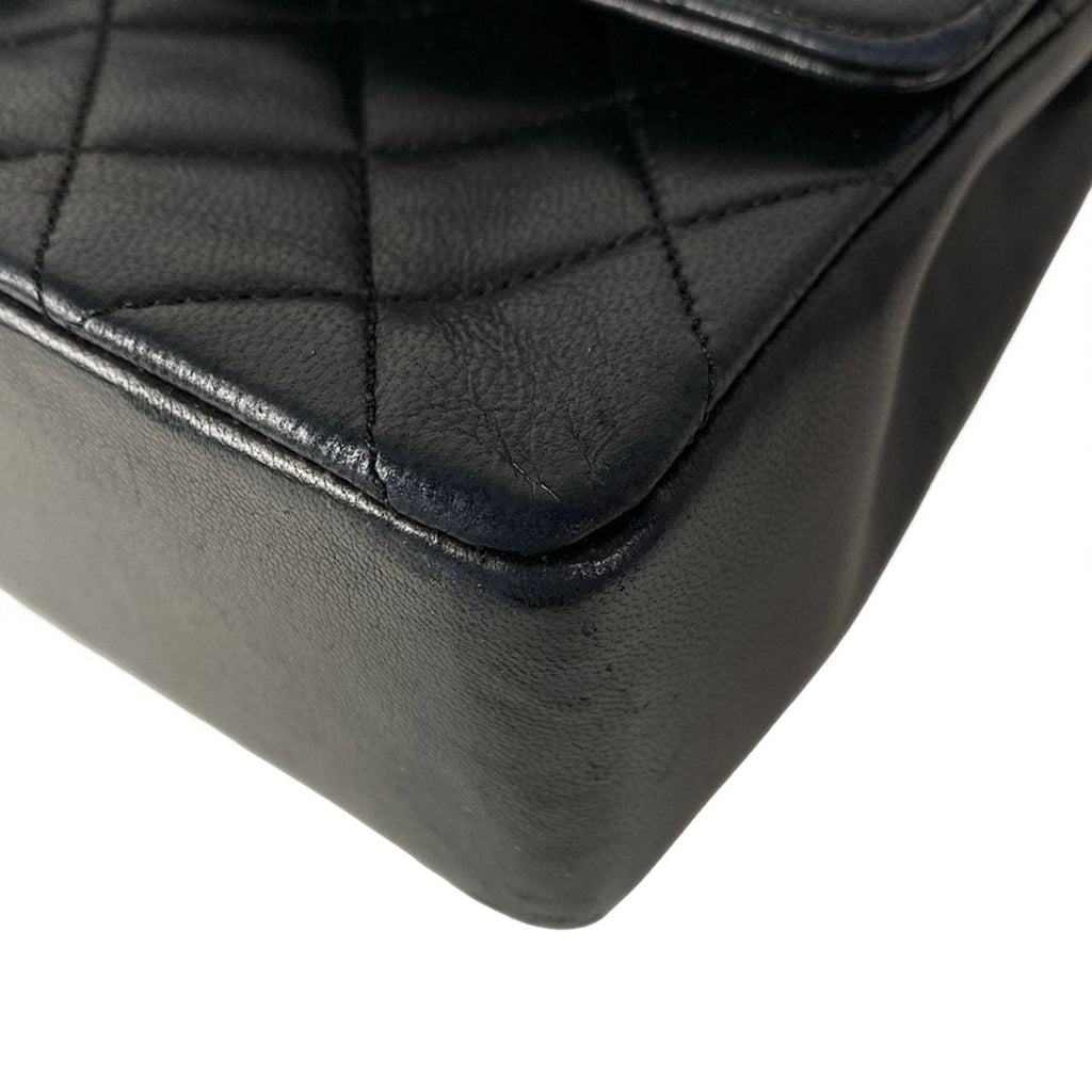 Chanel Shoulder Bag Double Flap Quilted Black Chain Gold Lambskin — view 6