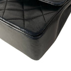 Chanel Shoulder Bag Double Flap Quilted Black Chain Gold Lambskin — view 6