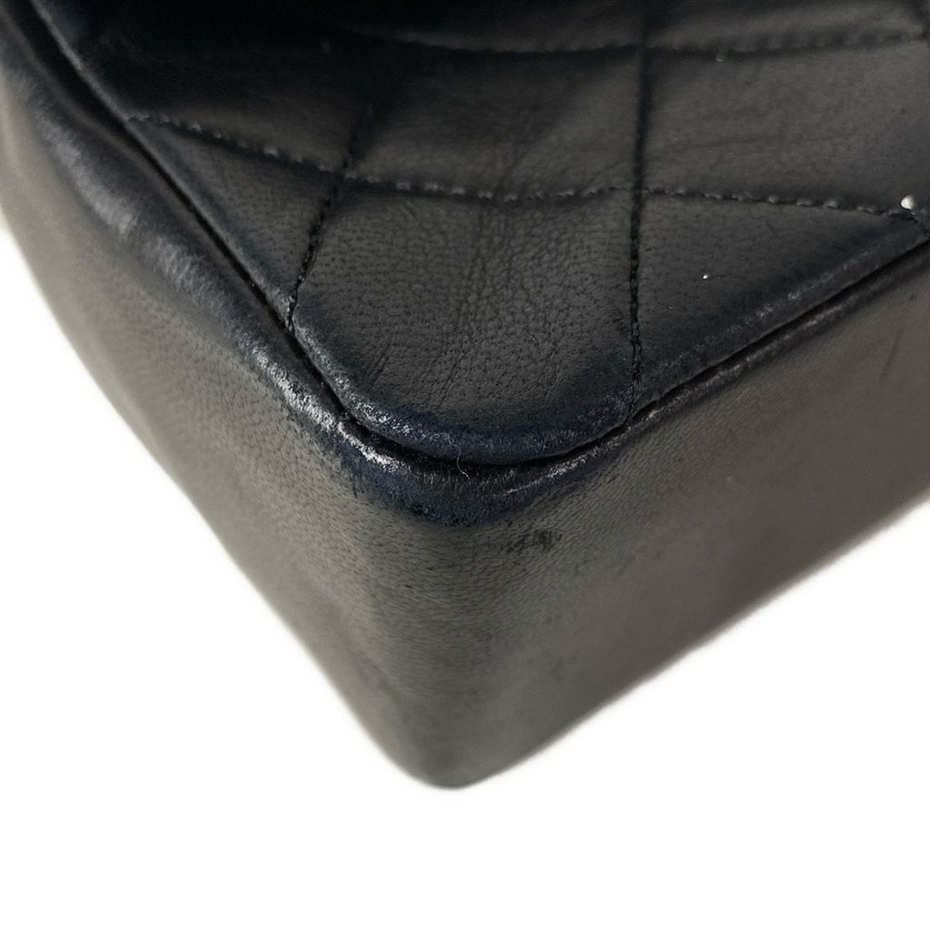 Chanel Shoulder Bag Double Flap Quilted Black Chain Gold Lambskin — view 7