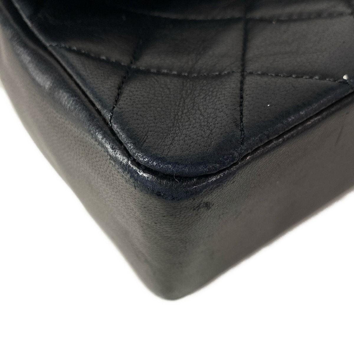 Chanel Shoulder Bag Double Flap Quilted Black Chain Gold Lambskin — view 7