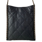 Chanel Shoulder Bag Quilted Black Chain Gold Lambskin — view 3