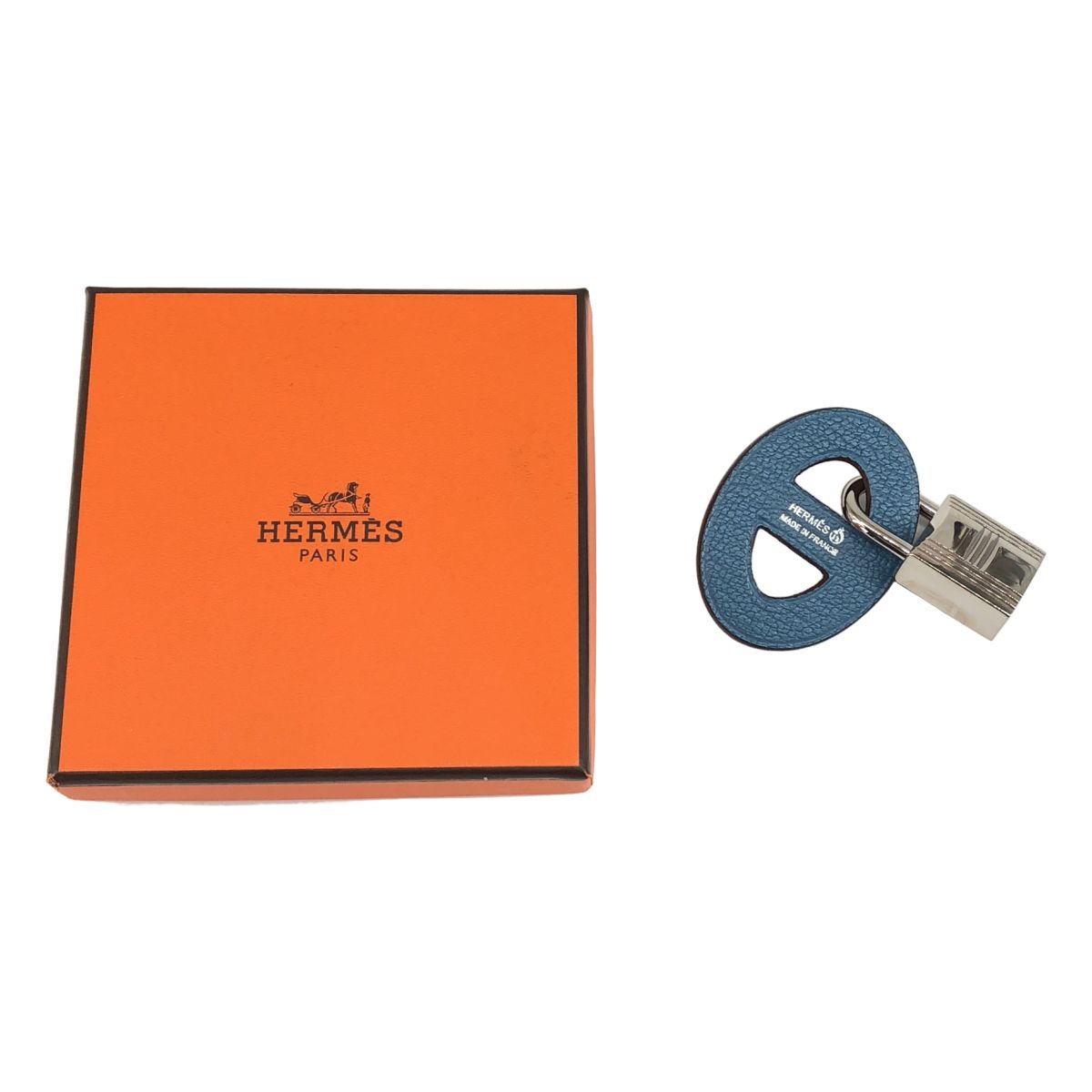 Hermes Petit h Maillon Charm Blue Silver