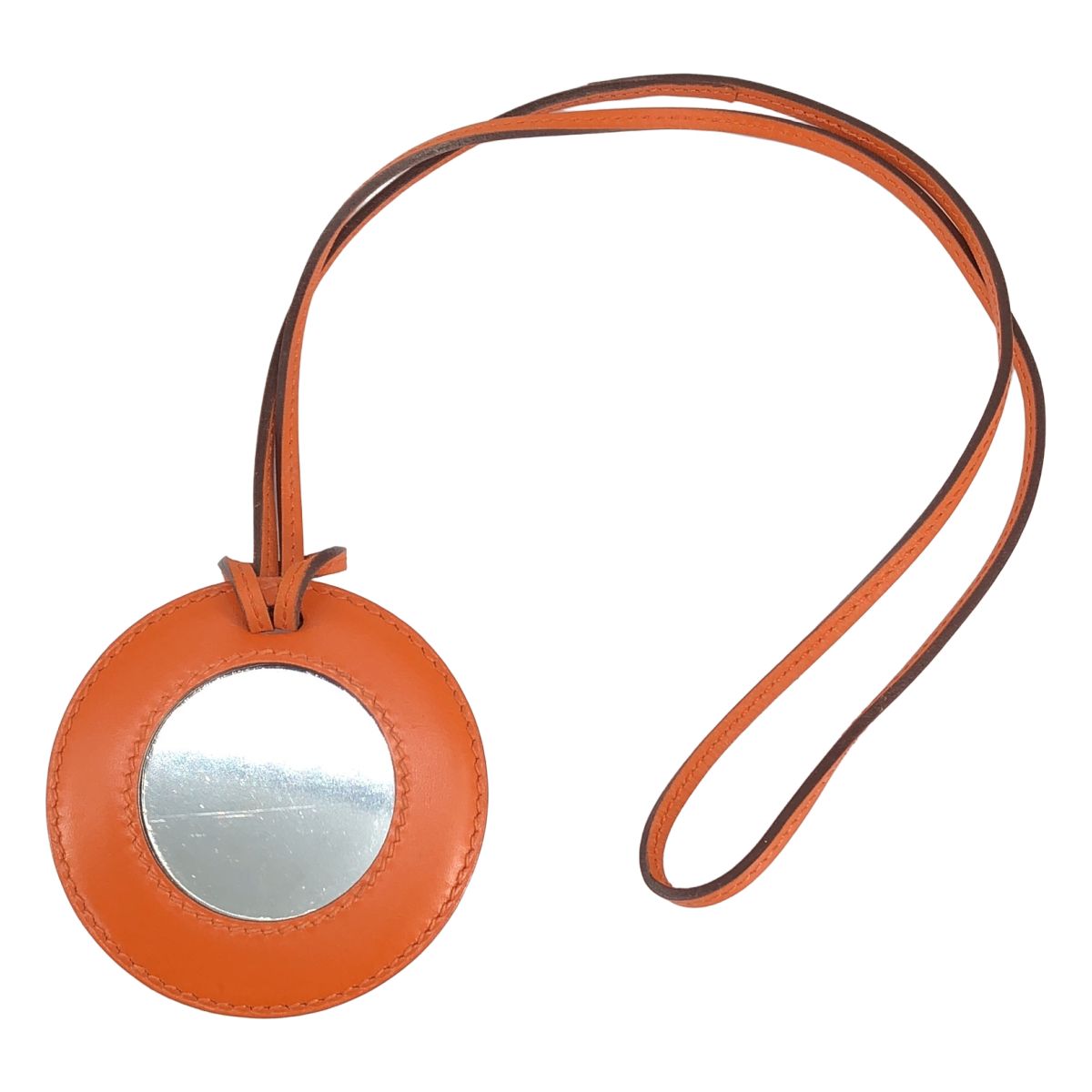 Hermes Leather Mirror Necklace Orange — view 3