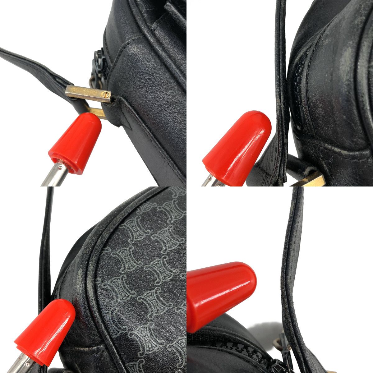 Celine Leather Macadam Shoulder Bag Black — view 7