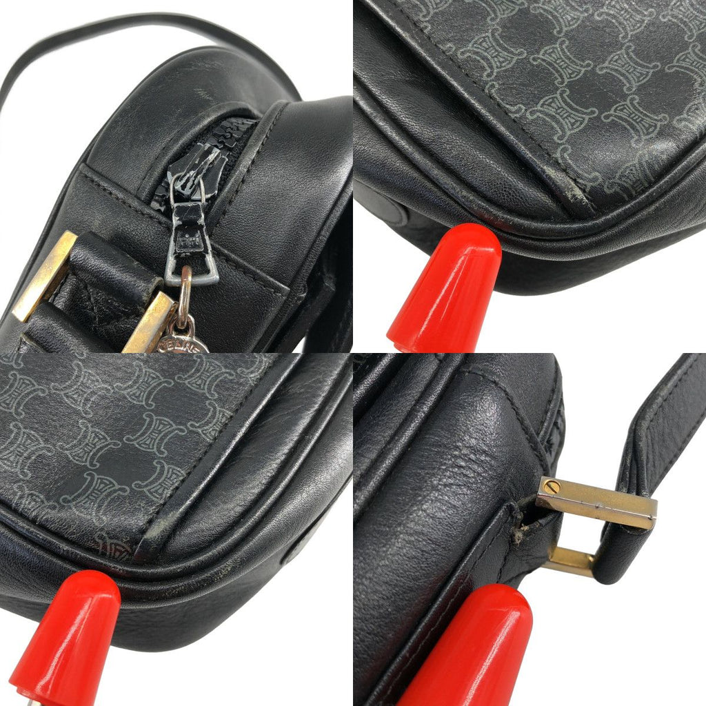 Celine Leather Macadam Shoulder Bag Black — view 6