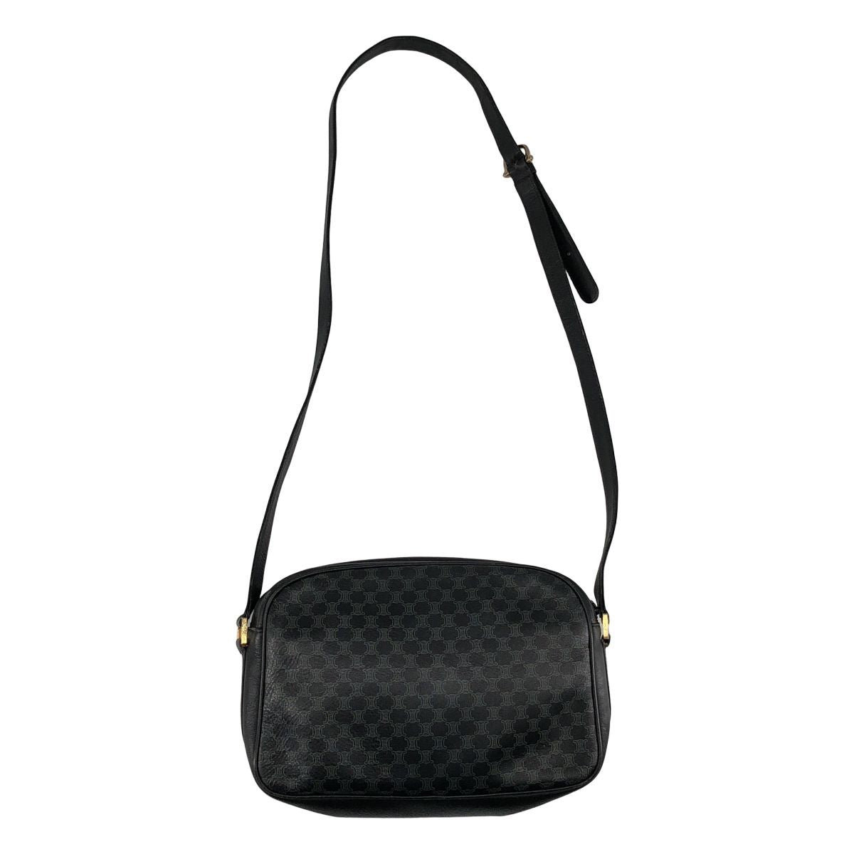 Celine Leather Macadam Shoulder Bag Black — view 2