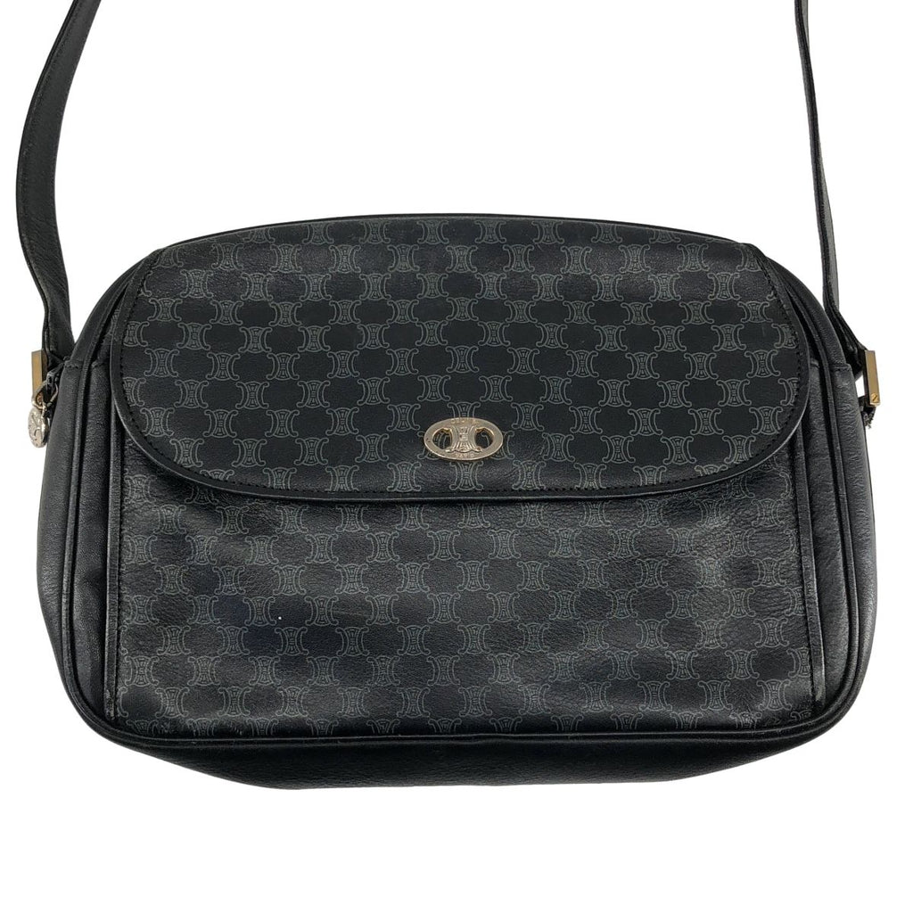 Celine Leather Macadam Shoulder Bag Black — view 3