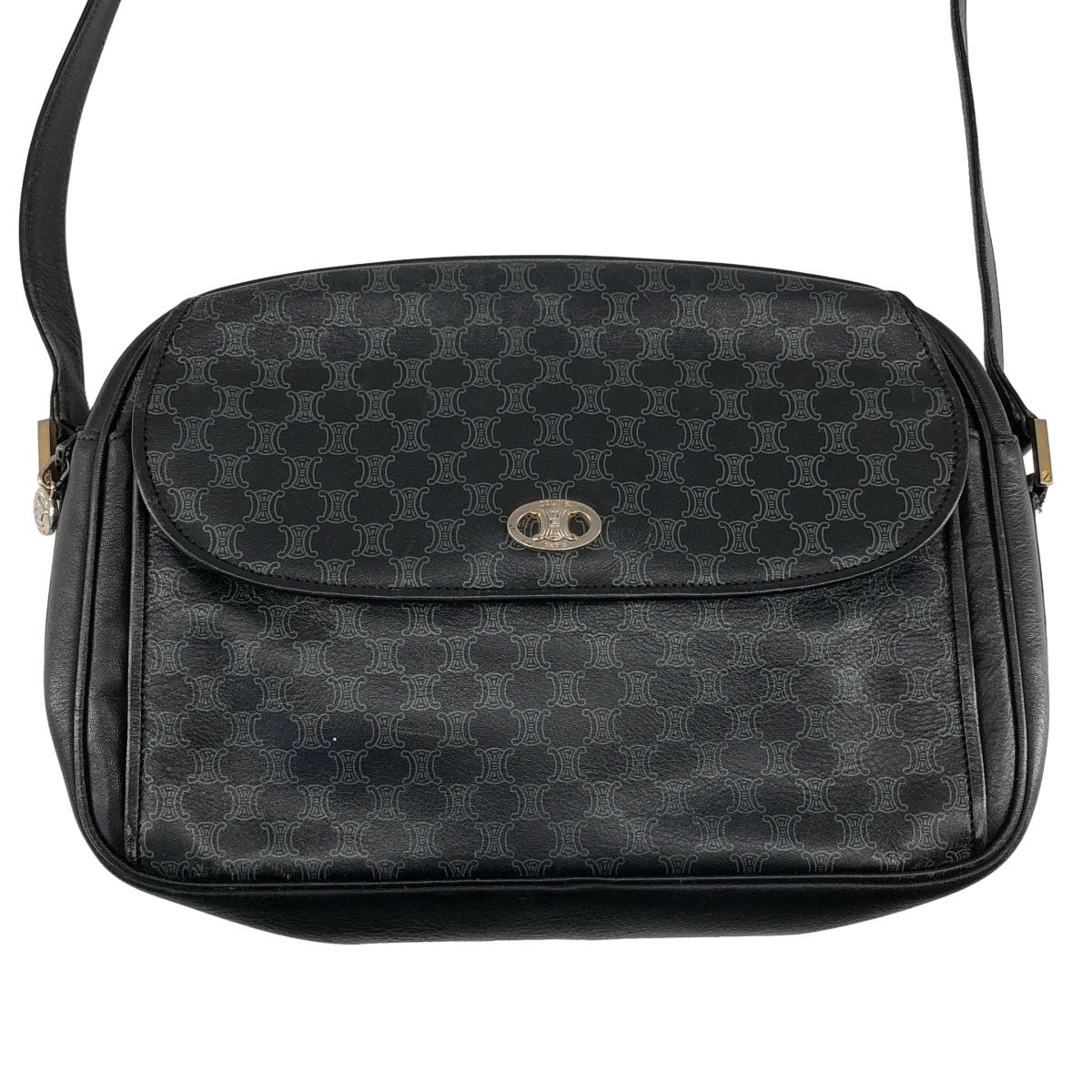 Celine Leather Macadam Shoulder Bag Black — view 3