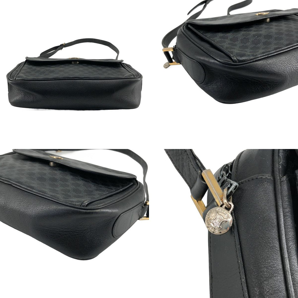 Celine Leather Macadam Shoulder Bag Black — view 5