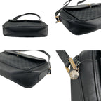 Celine Leather Macadam Shoulder Bag Black — view 5