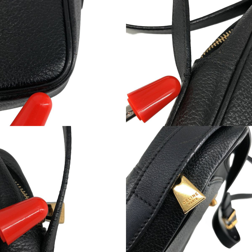 Celine Leather Mantel Shoulder Bag Black — view 8