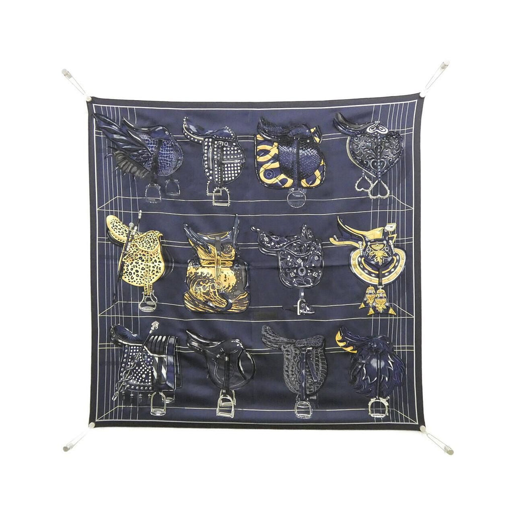 Hermes Tous en Selle Carre Embroidery Scarf