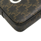 Celine Shoulder Bag Medium Triomphe Canvas Black Dark Brown White Leather — view 6