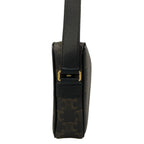Celine Shoulder Bag Medium Triomphe Canvas Black Dark Brown White Leather — view 4