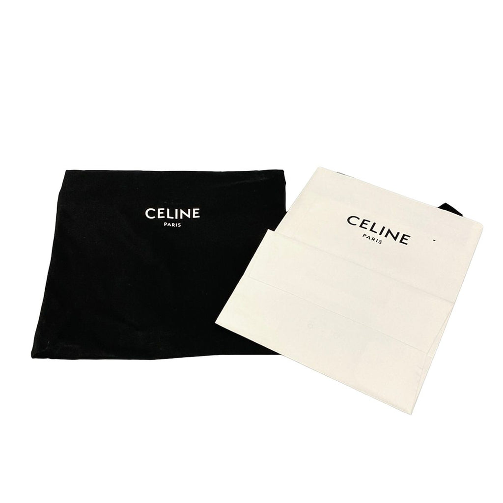 Celine Shoulder Bag Medium Triomphe Canvas Black Dark Brown White Leather — view 8