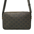 Celine Shoulder Bag Medium Triomphe Canvas Black Dark Brown White Leather — view 3