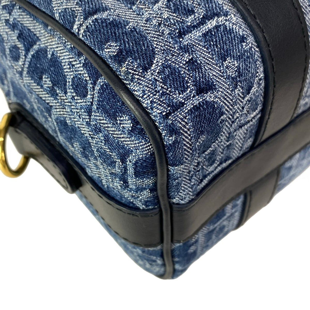 Dior Handbag Blue Dark Navy Oblique Star Leather — view 6