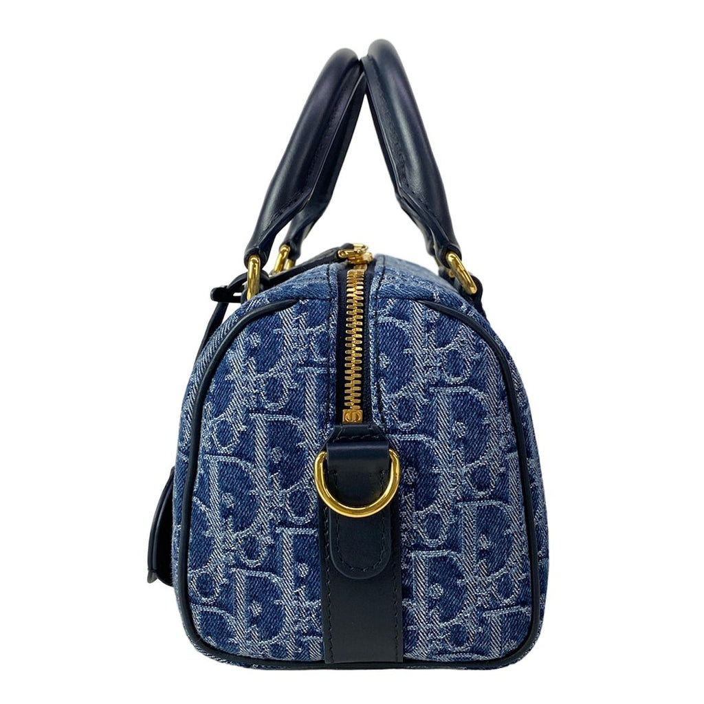 Dior Handbag Blue Dark Navy Oblique Star Leather — view 4