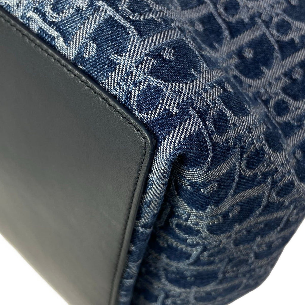 Dior Tote Bag Toujours Medium Blue Dark Navy Denim Oblique — view 6