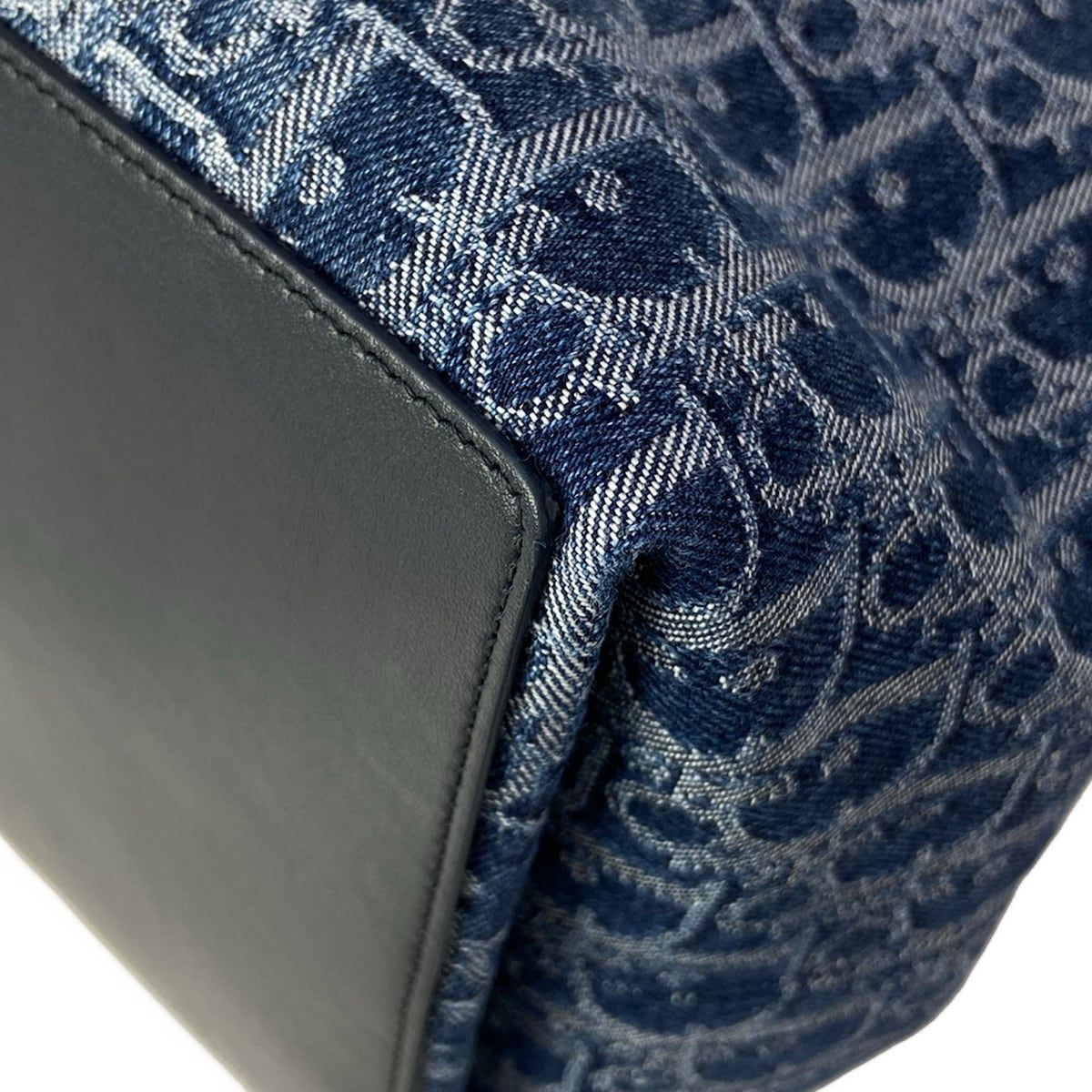 Dior Tote Bag Toujours Medium Blue Dark Navy Denim Oblique — view 6