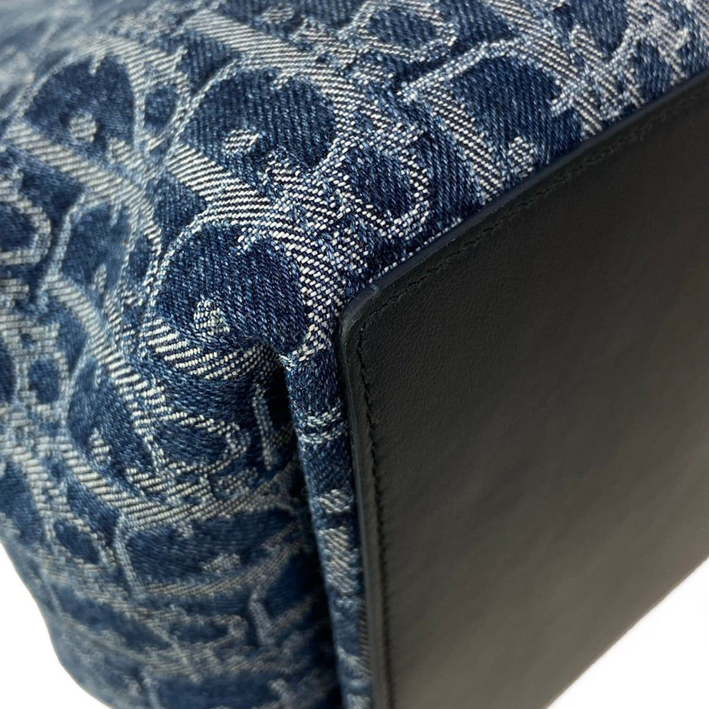 Dior Tote Bag Toujours Medium Blue Dark Navy Denim Oblique — view 7