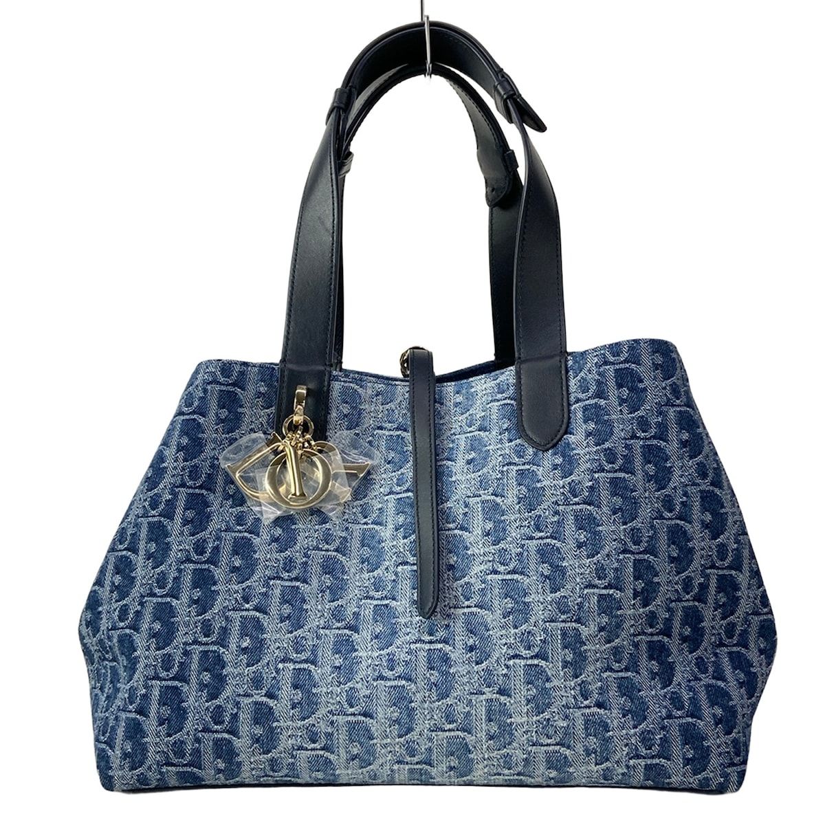Dior Tote Bag Toujours Medium Blue Dark Navy Denim Oblique
