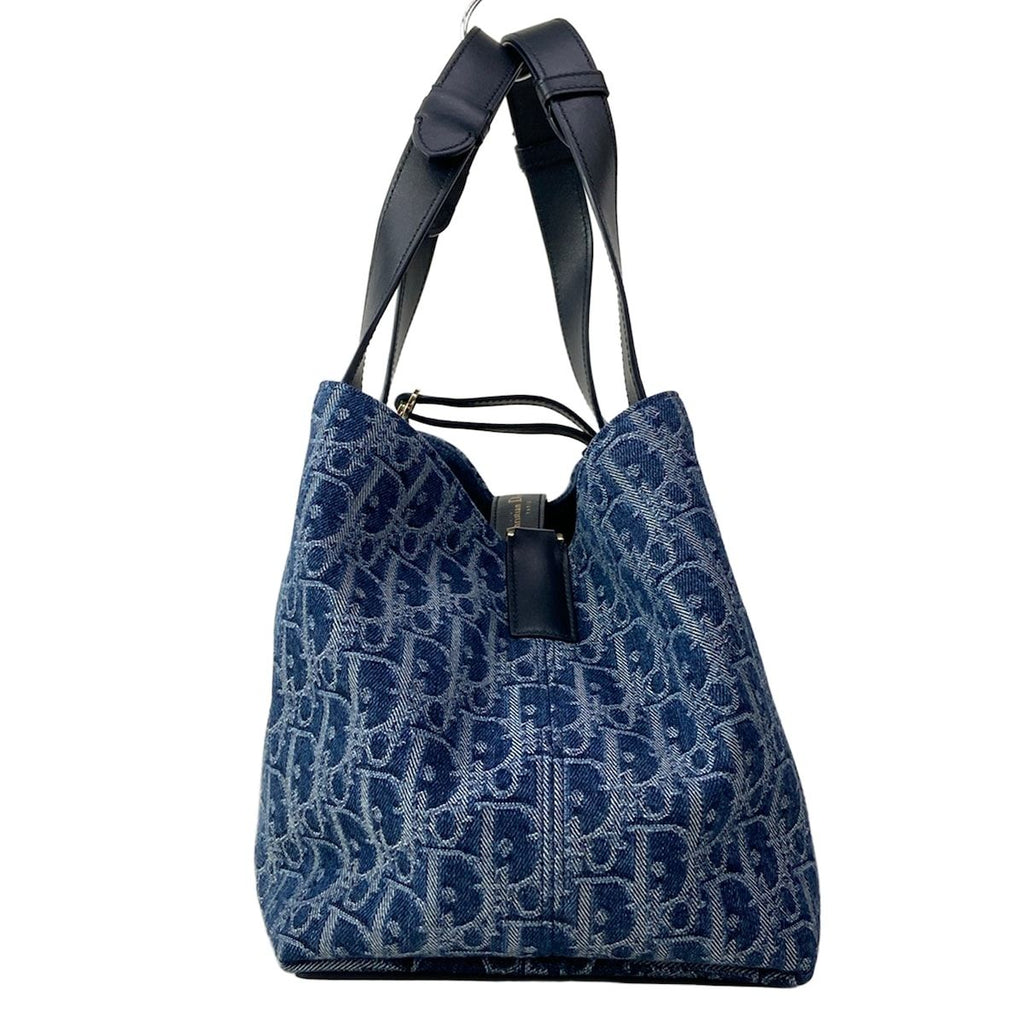 Dior Tote Bag Toujours Medium Blue Dark Navy Denim Oblique — view 2