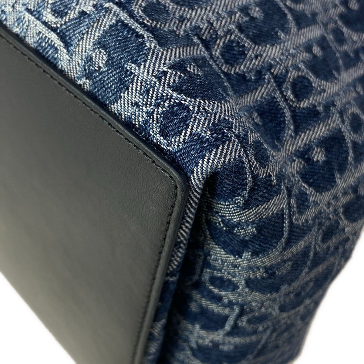 Dior Tote Bag Toujours Medium Blue Dark Navy Denim Oblique — view 8
