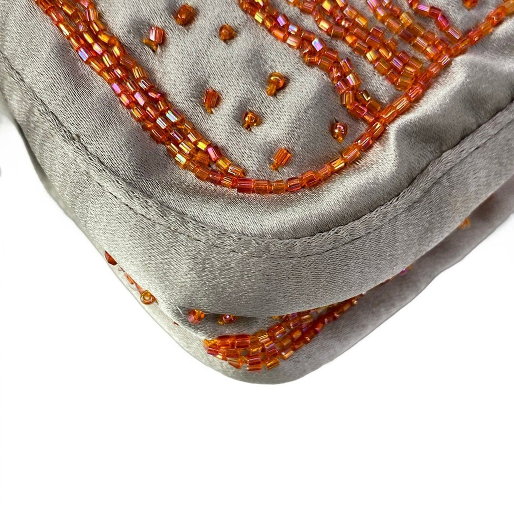 Fendi Handbag Mamma Bucket Beige Orange Dark Brown Beads Leather — view 8