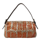 Fendi Handbag Mamma Bucket Beige Orange Dark Brown Beads Leather — view 3