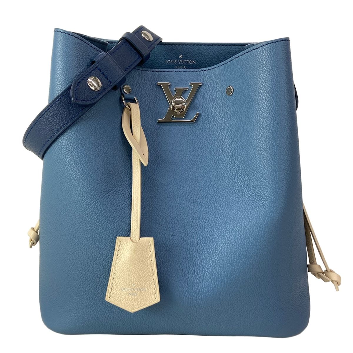Louis Vuitton Shoulder Bag Lockme Bucket Blue Jean Leather