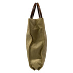 Chanel Tote Bag Ivory CC Logo Gold Wood Look Handle Lambskin — view 2