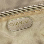 Chanel Tote Bag Ivory CC Logo Gold Wood Look Handle Lambskin — view 8