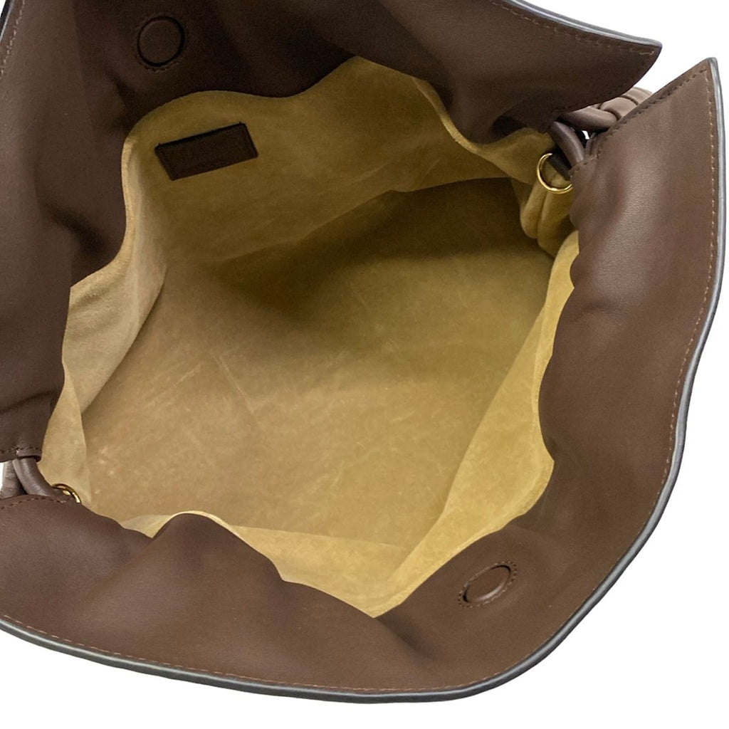 Loewe Clutch Flamenco Medium Dark Brown Drawstring — view 7