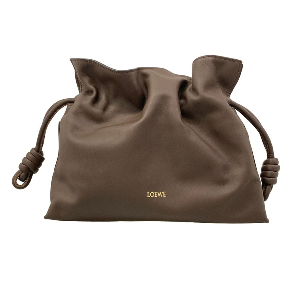 Loewe Clutch Flamenco Medium Dark Brown Drawstring