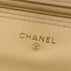 Chanel Wallet Quilted Beige Chain Faux Pearl Gold Shoulder Bag — view 6
