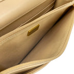 Chanel Wallet Quilted Beige Chain Faux Pearl Gold Shoulder Bag — view 5