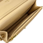 Chanel Wallet Quilted Beige Chain Faux Pearl Gold Shoulder Bag — view 4