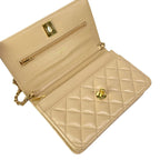 Chanel Wallet Quilted Beige Chain Faux Pearl Gold Shoulder Bag — view 3