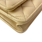 Chanel Wallet Quilted Beige Chain Faux Pearl Gold Shoulder Bag — view 7