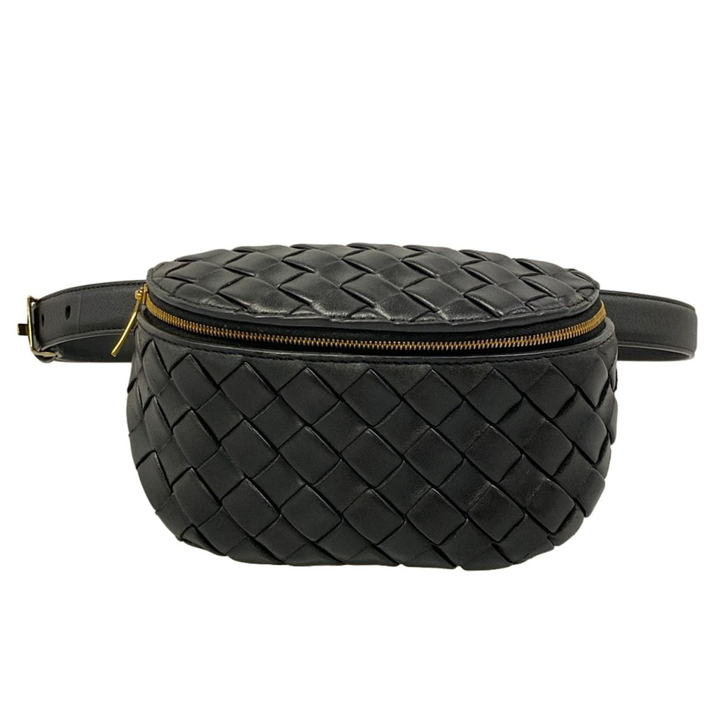 Bottega Veneta Waist Pouch Intrecciato Black Leather