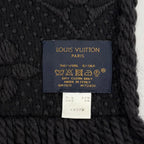 Louis Vuitton Logomania Scarf Wool Silk Anthracite Monogram Black — view 7