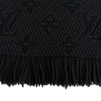 Louis Vuitton Logomania Scarf Wool Silk Anthracite Monogram Black — view 6