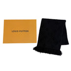 Louis Vuitton Logomania Scarf Wool Silk Anthracite Monogram Black — view 2