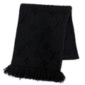 Louis Vuitton Logomania Scarf Wool Silk Anthracite Monogram Black
