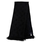 Louis Vuitton Logomania Scarf Wool Silk Anthracite Monogram Black — view 4