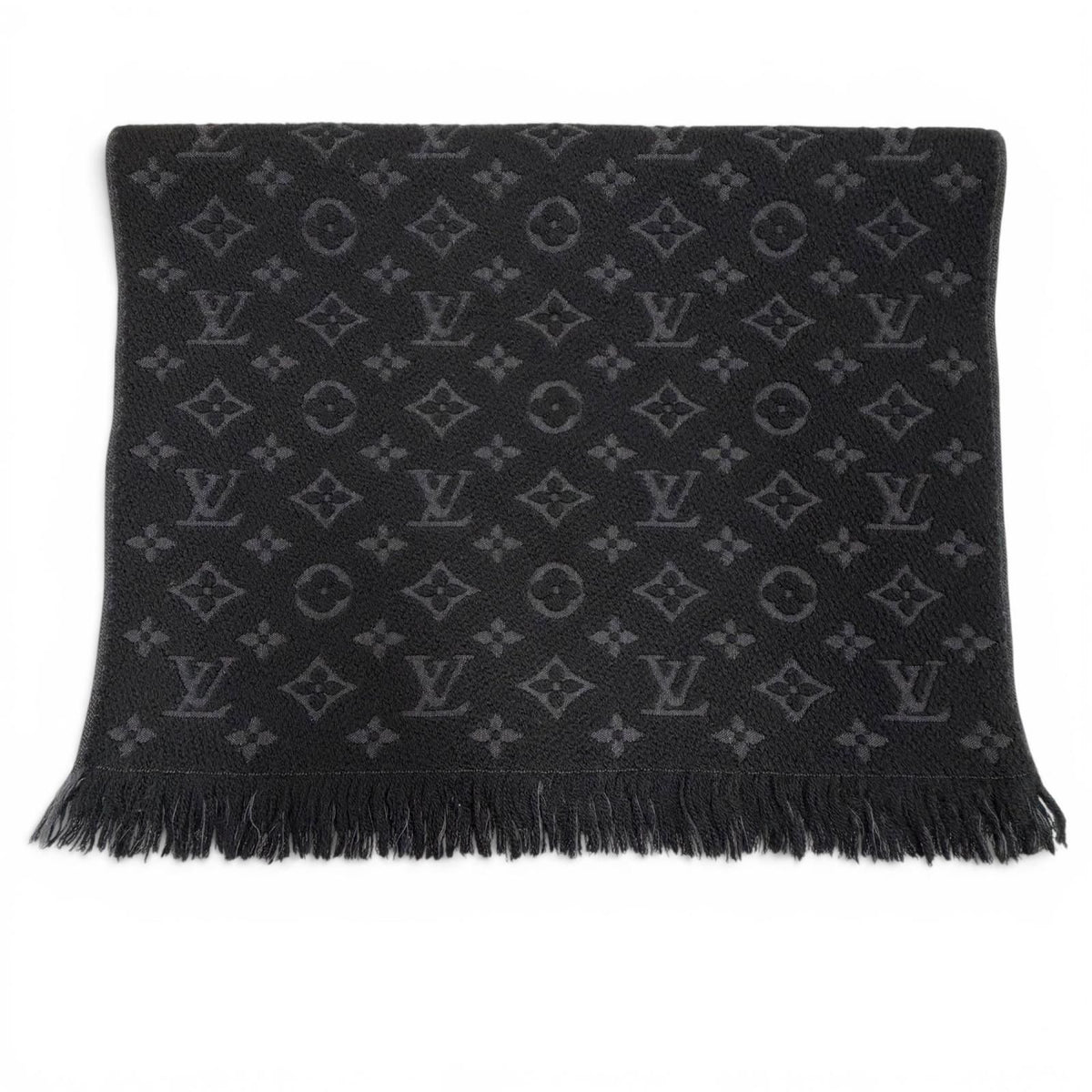 Louis Vuitton Echarpe Monogram Classic Wool 100% Fringe Scarf